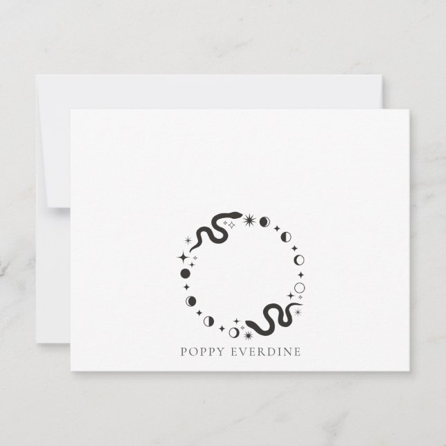 Celestial Moon Phases Snake Personalized Card (Front)