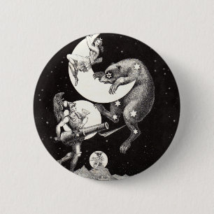 Celestial Moon Sky Universe God Night Illustration 2 Inch Round Button