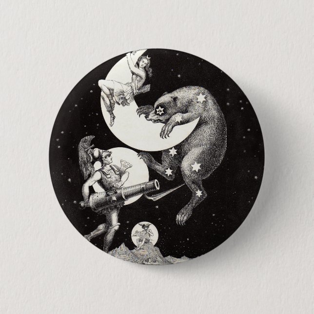 Celestial Moon Sky Universe God Night Illustration 2 Inch Round Button (Front)