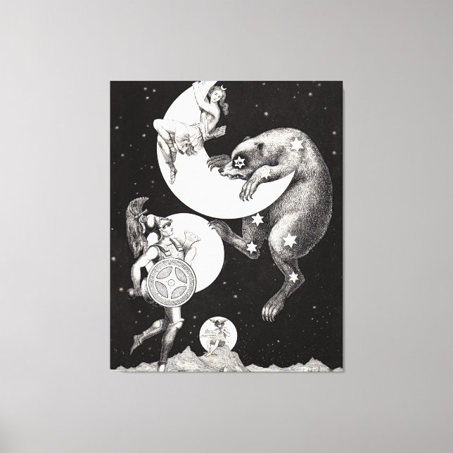 Celestial Moon Sky Universe God Night Illustration Canvas Print (Front)