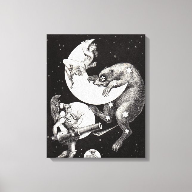 Celestial Moon Sky Universe God Night Illustration Canvas Print (Front)
