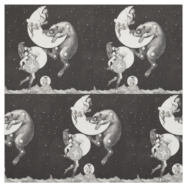 Celestial Moon Sky Universe God Night Illustration Fabric (Swatch)