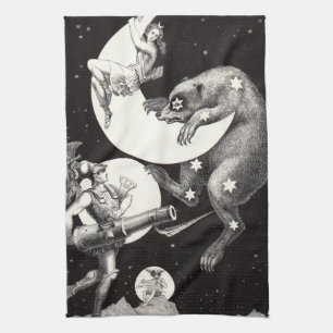 Celestial Moon Sky Universe God Night Illustration Kitchen Towel
