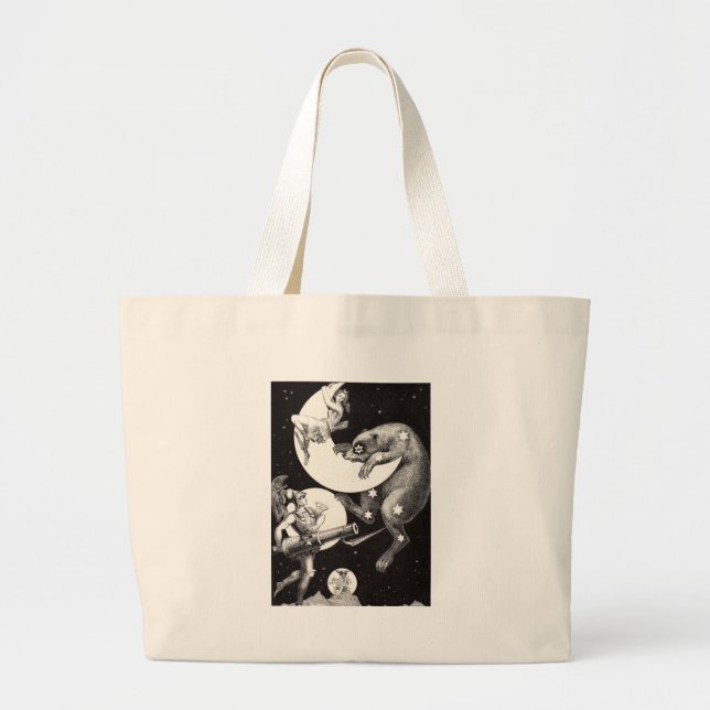 Celestial Moon Sky Universe God Night Illustration Large Tote Bag (Front)