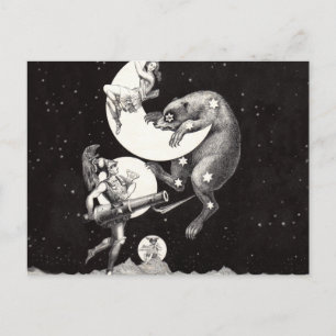 Celestial Moon Sky Universe God Night Illustration Postcard