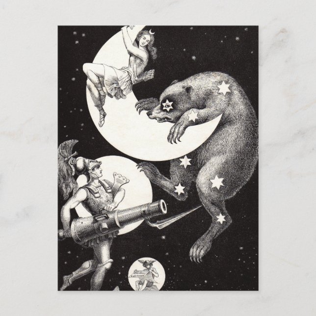 Celestial Moon Sky Universe God Night Illustration Postcard (Front)