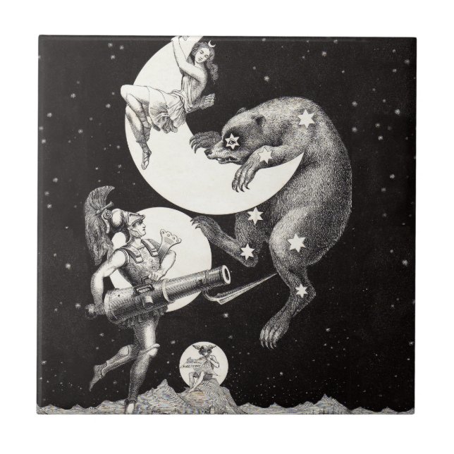 Celestial Moon Sky Universe God Night Illustration Tile (Front)