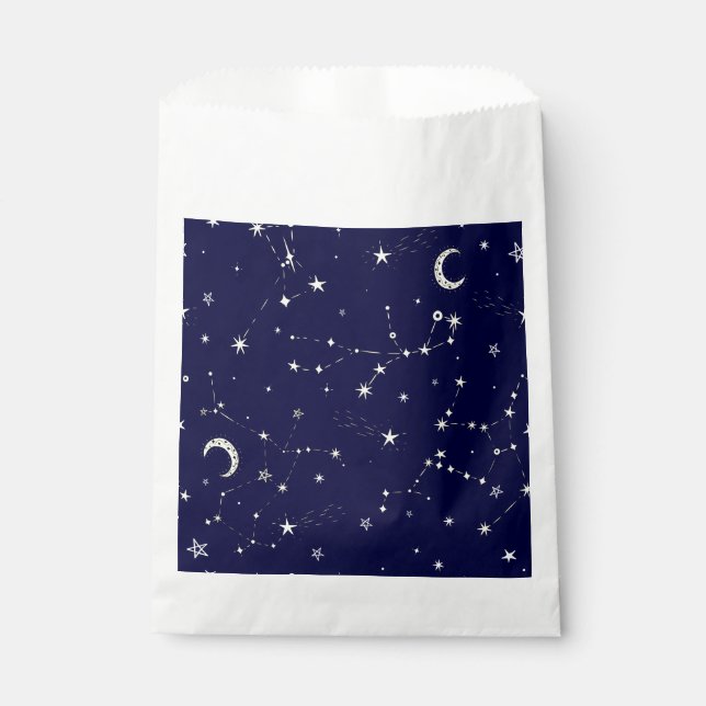 celestial moon star constellation blue favour bag (Front)