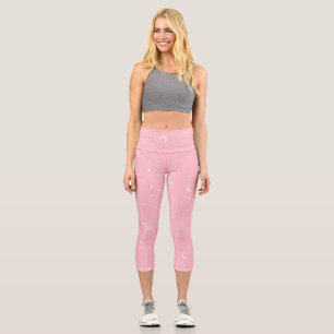 celestial moon star constellation pink capri leggings