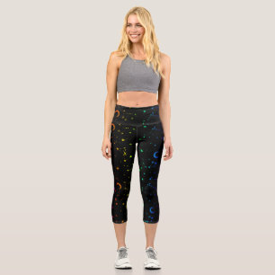 celestial moon star constellation rainbow capri leggings