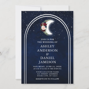 Celestial Moon Stars Arch Floral Wedding Invitation