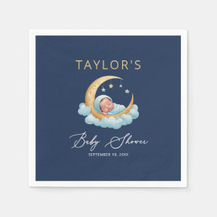 Celestial Moon Stars Clouds Baby Shower Napkins