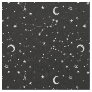 celestial moon stars constellations black fabric