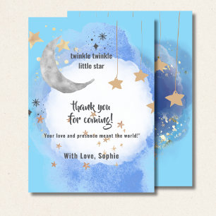 Celestial Moon Stars, Dark Blue And Gold Thank You Card