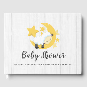 Celestial Moon Stars & Lamb Wishes for Baby Shower Guest Book