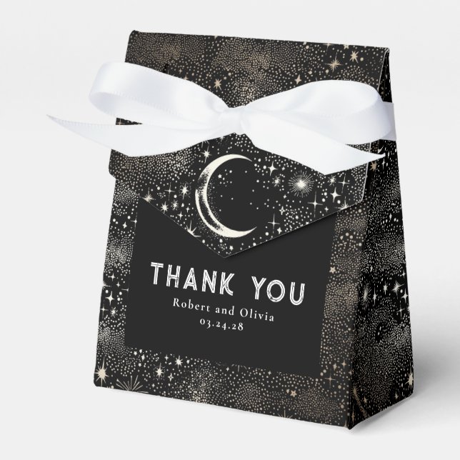 Celestial Moon Stars Mystical Wedding Thank You Favor Box (Front Side)