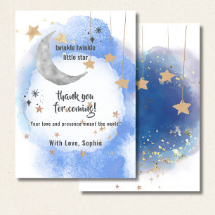 Celestial Moon Stars, Pastel Blue And Gold Thank You Card