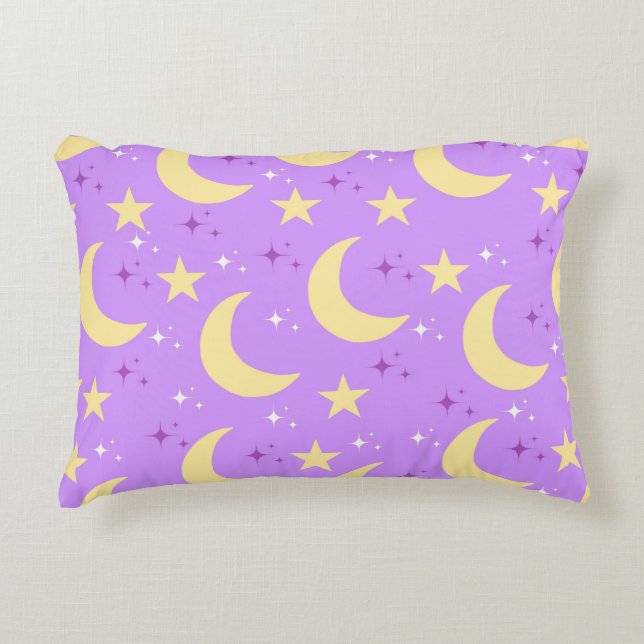 Celestial Moon Stars Pattern Accent Pillow (Front)
