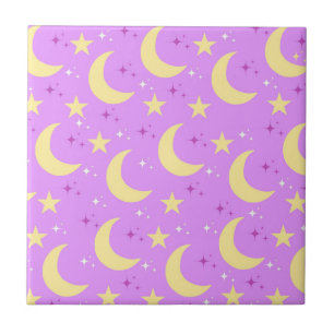 Celestial Moon Stars Pattern Tile