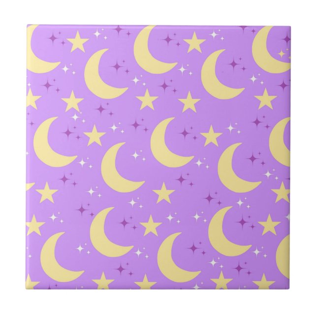 Celestial Moon Stars Pattern Tile (Front)