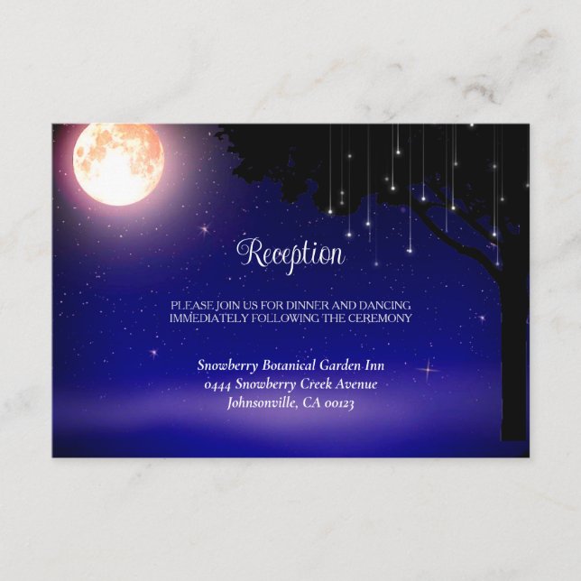 Celestial Moon Stars String Lights Wedding Enclosure Card (Front)
