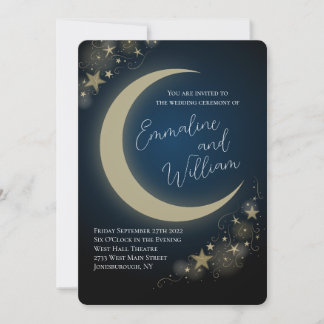 Celestial Moon Stars Wedding Invitation