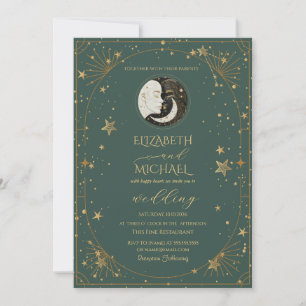 Celestial Moon Sun Frame Wedding Invitation
