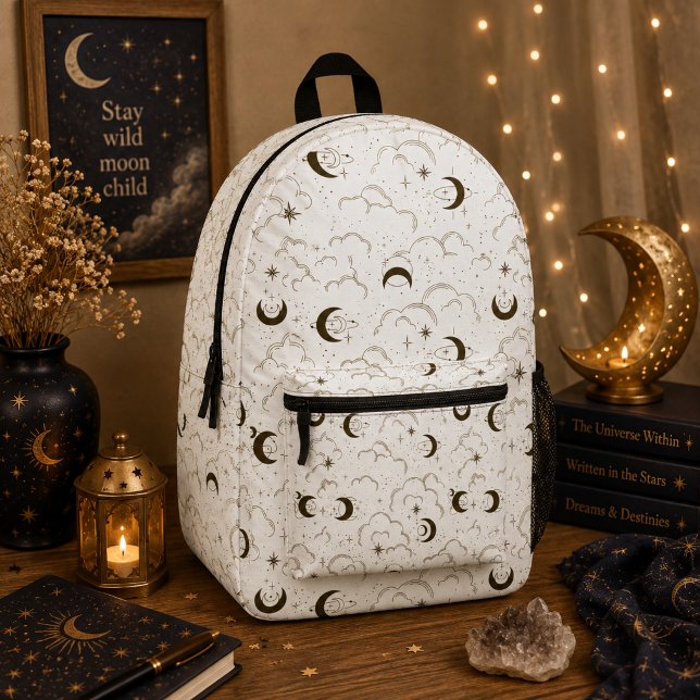 Celestial Moon Theme  Printed Backpack (Creator Uploaded)