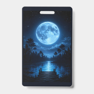 Celestial Moonlit Forest Reflection Aesthetic Badge