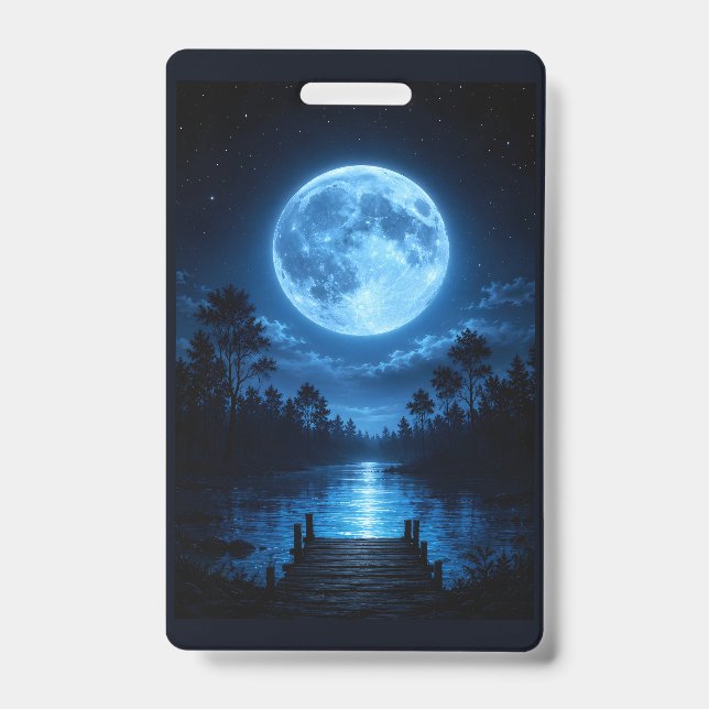 Celestial Moonlit Forest Reflection Aesthetic Badge (Front)