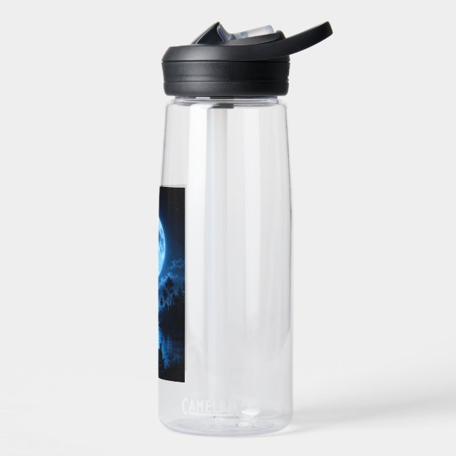 Celestial Moonlit Forest Reflection Aesthetic Water Bottle (Left)