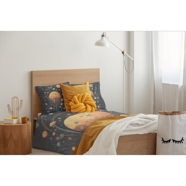 Celestial Moons and Clouds Tree Black and Orange Pillowcase (Creator Uploaded)