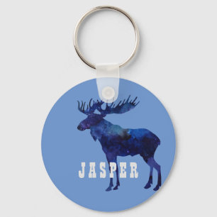 Celestial Moose Silhouette Custom Keychain