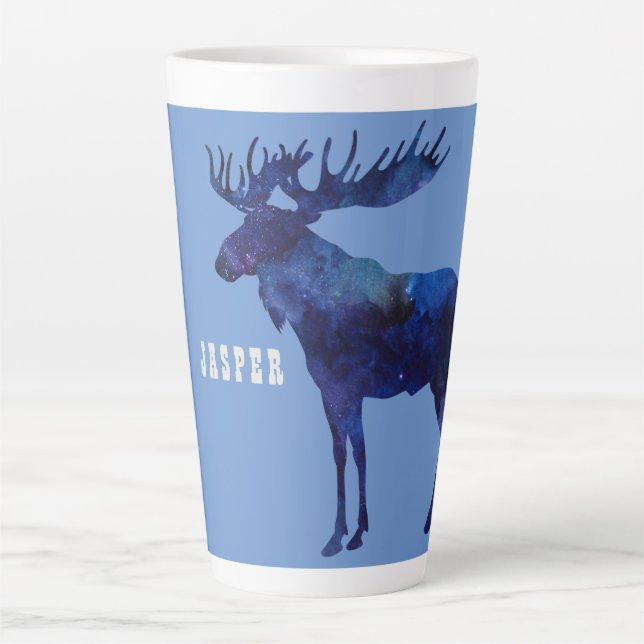 Celestial Moose Silhouette Custom Latte Mug (Front)