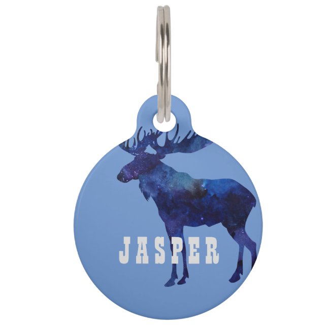 Celestial Moose Silhouette Custom Pet Tag (Front)