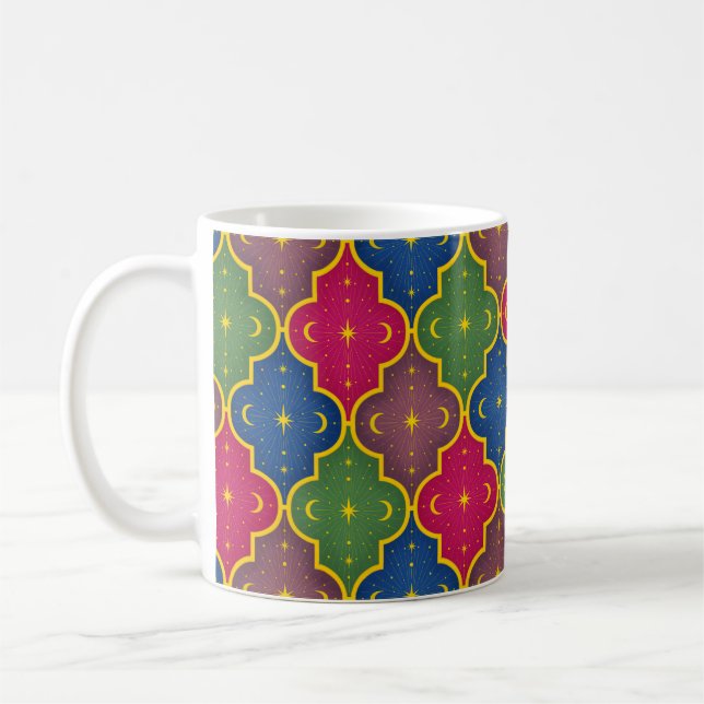 Celestial Moroccan Tile Bohemian Coffee Mug (Left)