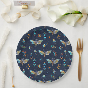 Celestial Moth Butterfly Pattern Paper Plate