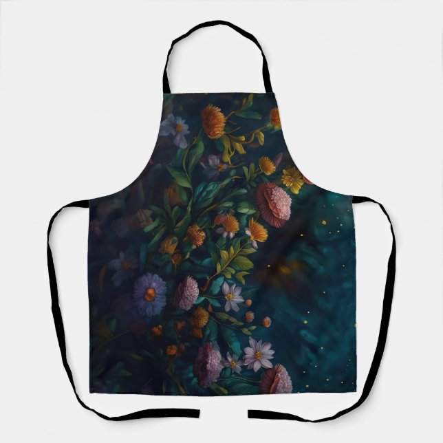 Celestial Moth & Moon Phases – Enchanted Night Apron (Front)
