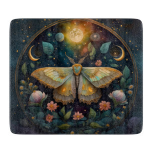 Celestial Moth & Moon Phases – Enchanted Night Cutting Board