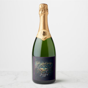 Celestial Moth & Moon Phases – Enchanted Night Sparkling Wine Label