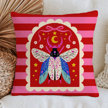 Celestial Moth on Pink& Red Stripes Maximalist
