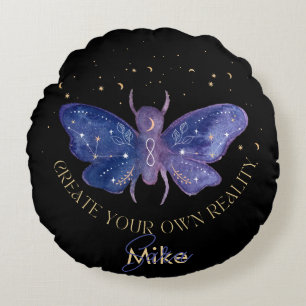 Celestial Moth Personalized  Round Pillow