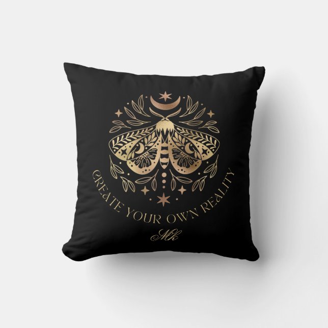 Celestial Moth Personalized Throw Pillow (Front)