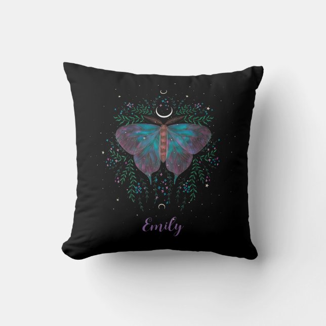Celestial Moth Personalized Throw Pillow (Front)