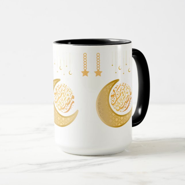 Celestial Mug – Gold Crescent Moons & Stars for Dr (Front Right)