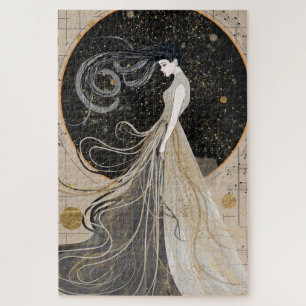 Celestial Muse Dreamy Cosmic Woman Jigsaw Puzzle