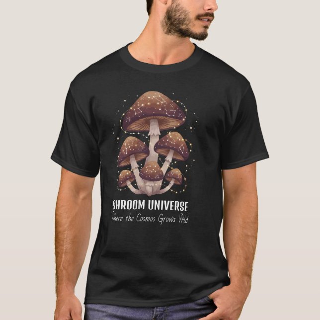 Celestial Mushroom Constellation Universe T-Shirt (Front)