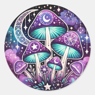 Celestial Mushroom Sticker with Mystical Accents |