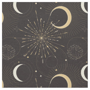 Celestial mystic esoteric moon and sun  fabric