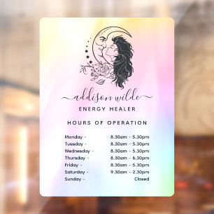 Celestial Mystic Moon Goddess Rainbow Hours Window Cling